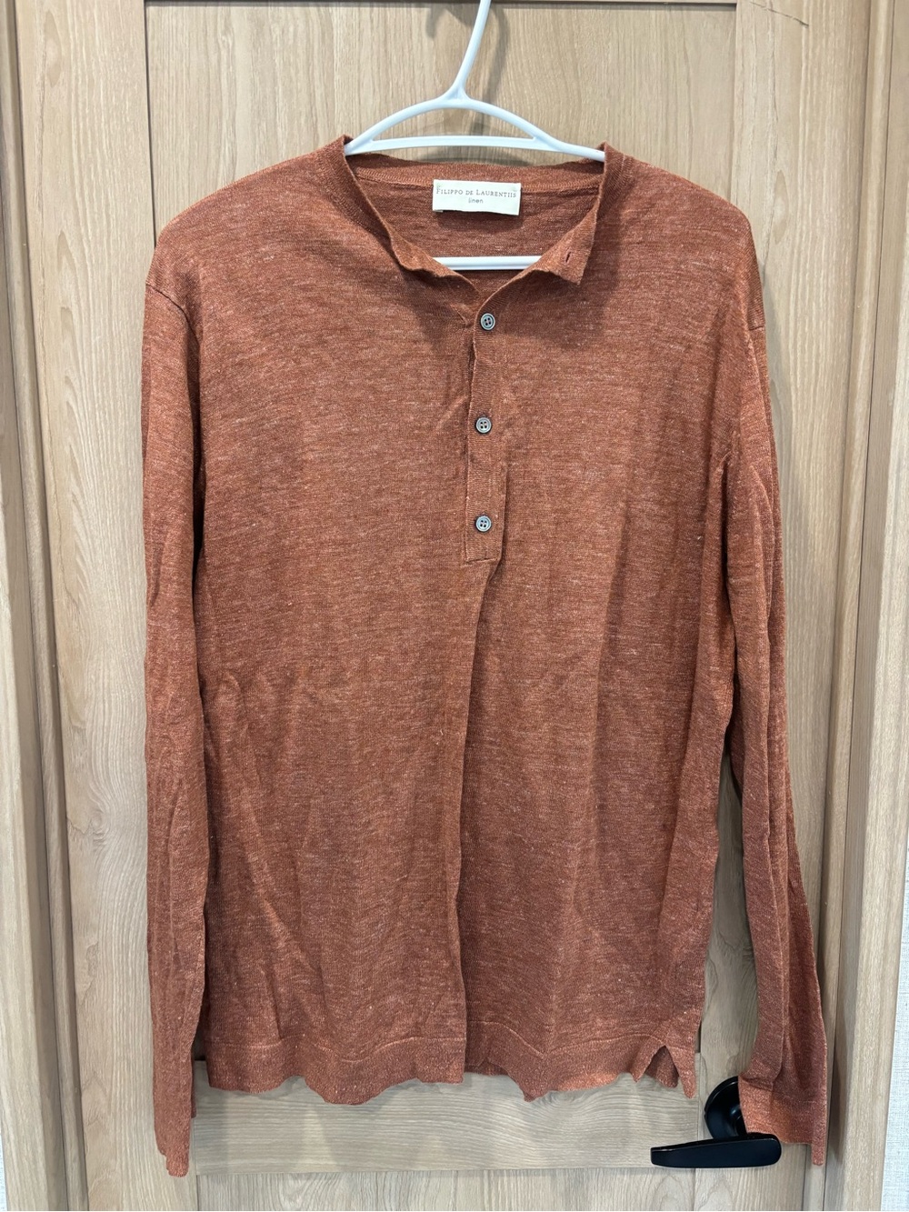 Filippo De Laurentiis Linen Henley Shirt Mens Size L